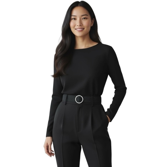 By Debra Accessories - By Debra Belt Black Silver Glitter Shimmer CZ Removable Buckle Elastic Stretch